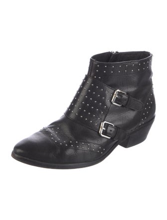 Rebecca Minkoff Leather Studded Accents Moto Boots