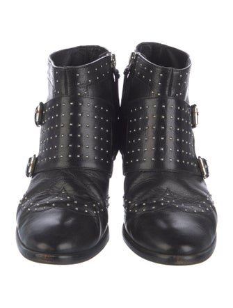 Rebecca Minkoff Leather Studded Accents Moto Boots