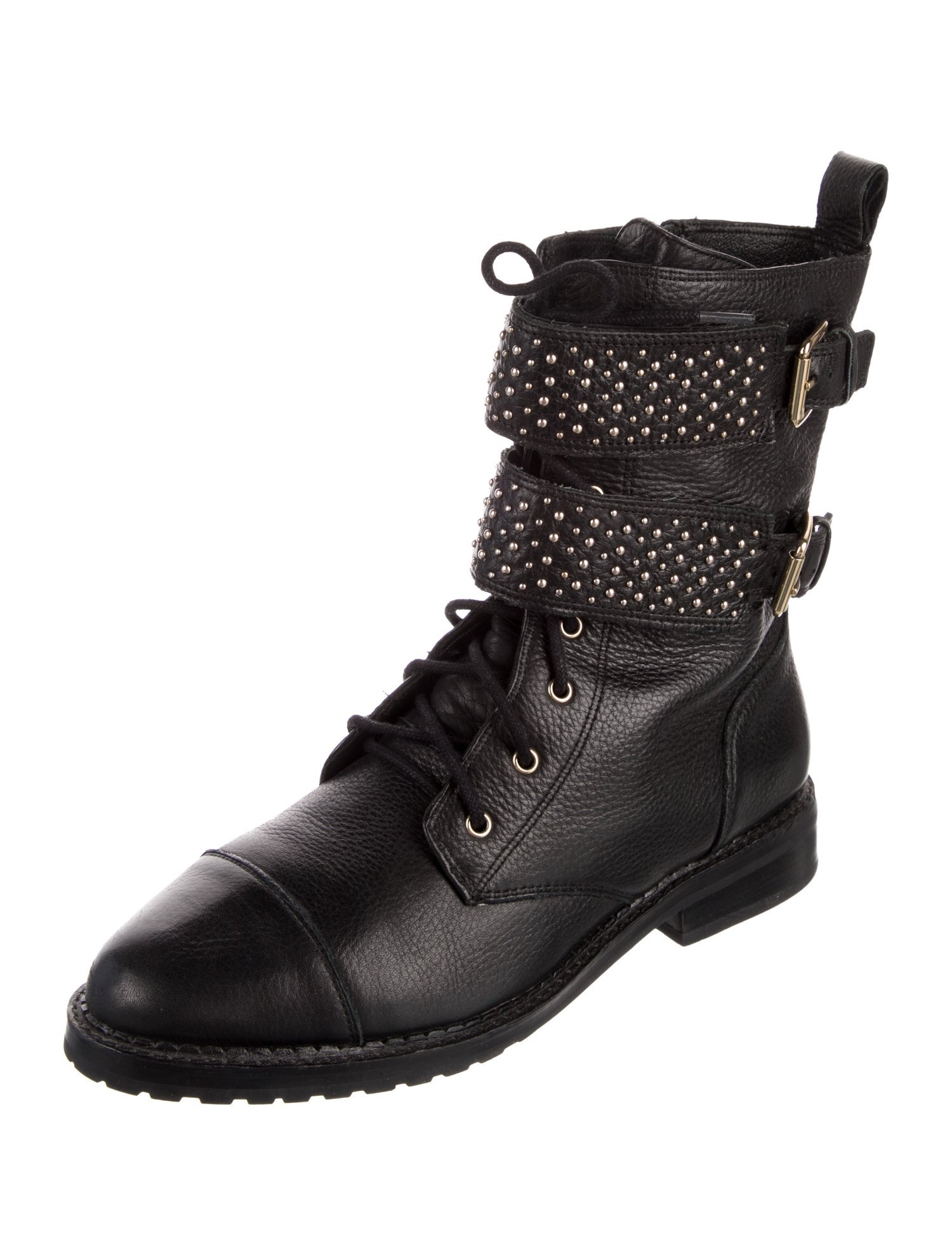 Rebecca Minkoff Leather Studded Accents Combat Boots