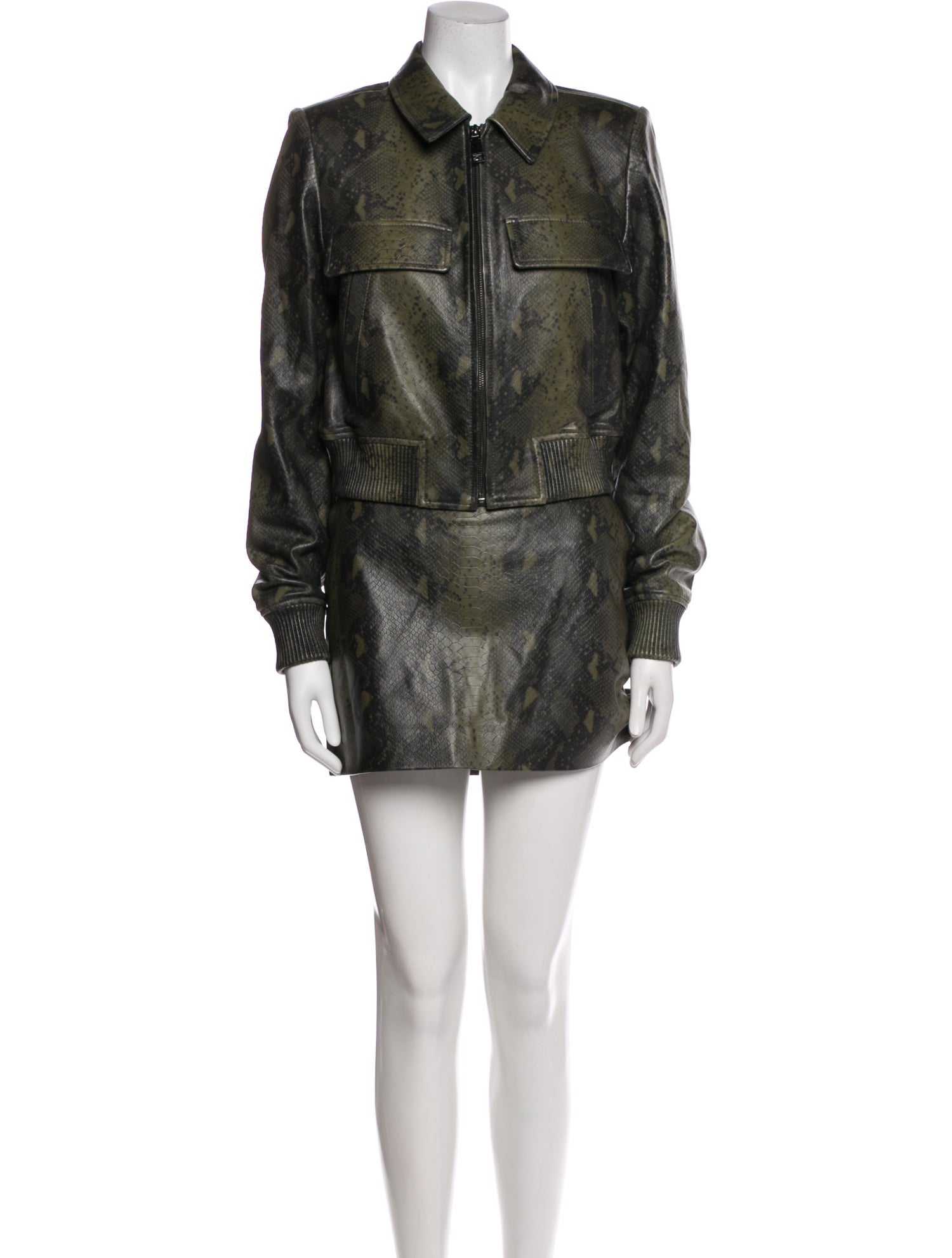 Rebecca Minkoff Leather Animal Print Skirt Set w/ Tags