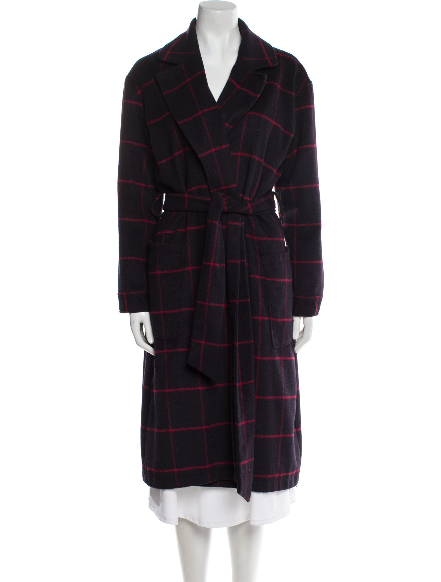 Rebecca Minkoff Wool Plaid Print Trench Coat