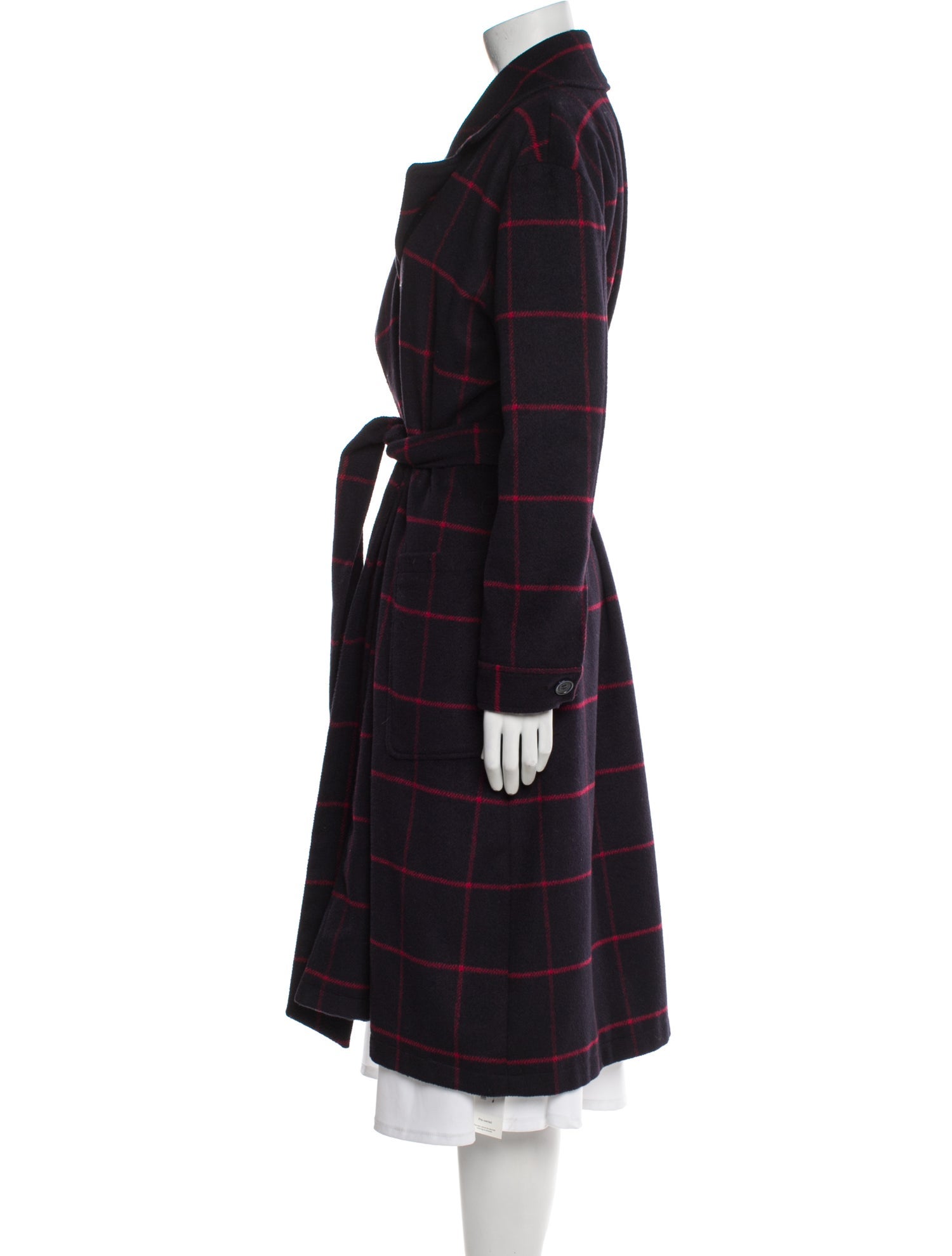 Rebecca Minkoff Wool Plaid Print Trench Coat