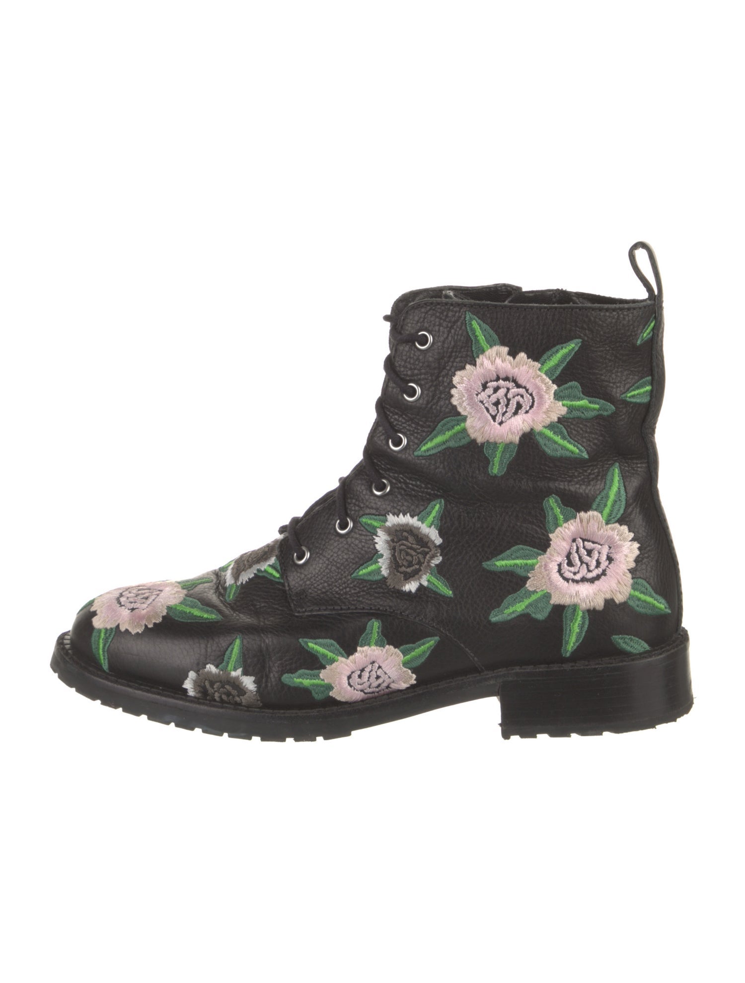 Rebecca Minkoff Leather Floral Print Combat Boots