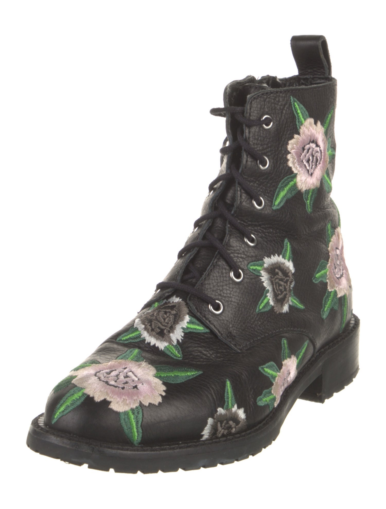Rebecca Minkoff Leather Floral Print Combat Boots