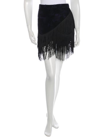 Rebecca Minkoff Patterned Fringe-Trimmed Mini Skirt