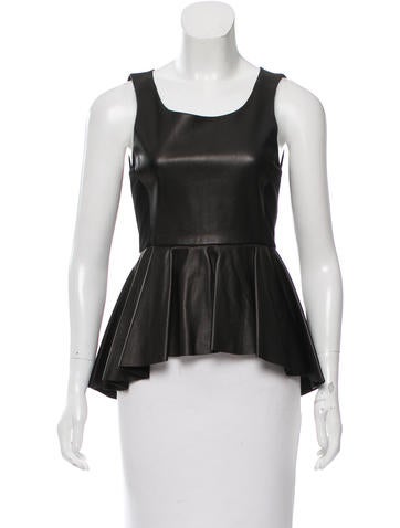 Rebecca Minkoff Leather Peplum Top