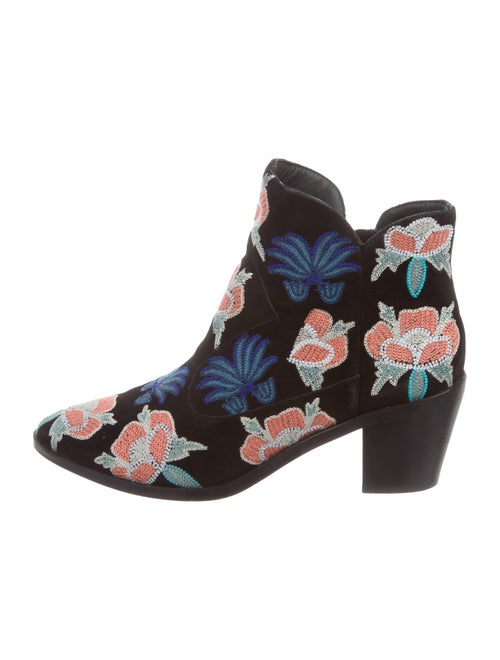 Rebecca Minkoff Embroidered Ankle Boots Black