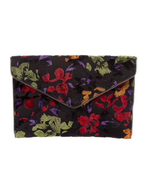 Rebecca Minkoff Floral Velvet Leo Clutch Black