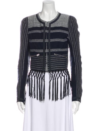 Rebecca Minkoff Linen Striped Evening Jacket