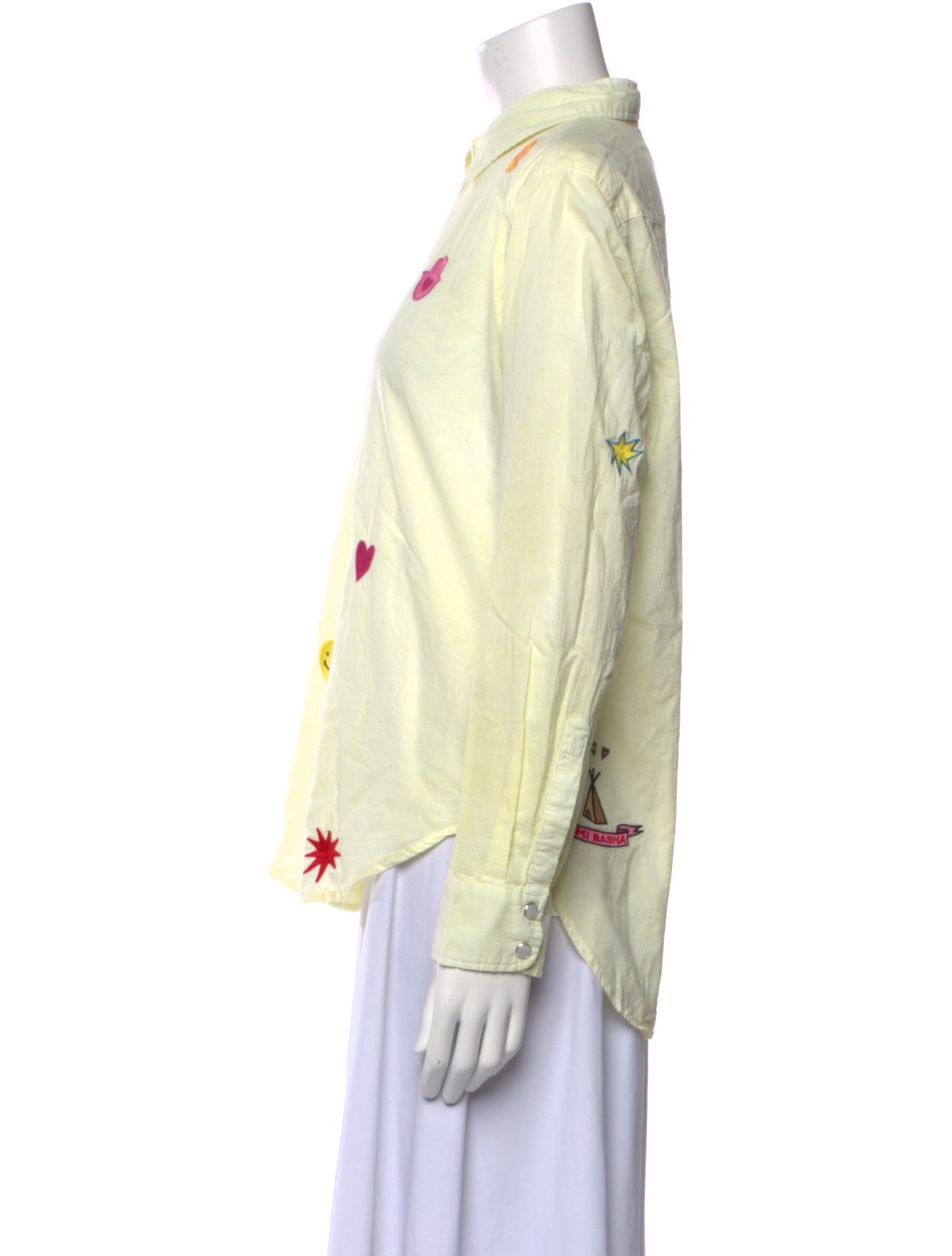 Romi Basha Printed Long Sleeve Button-Up Top