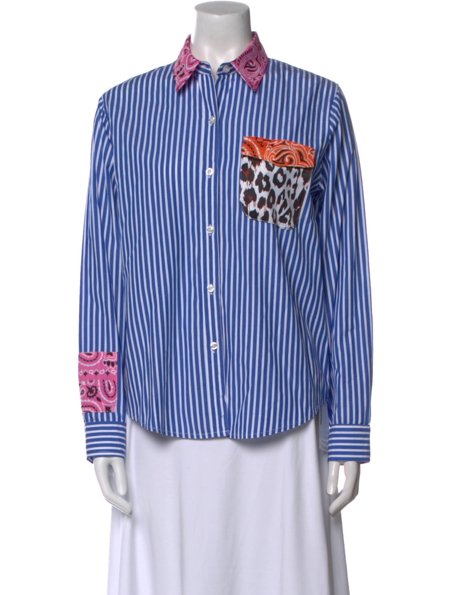 Romi Basha Striped Long Sleeve Button-Up Top