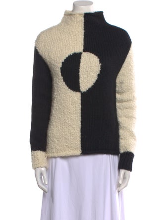 Rachel Antonoff Colorblock Pattern Turtleneck Sweater