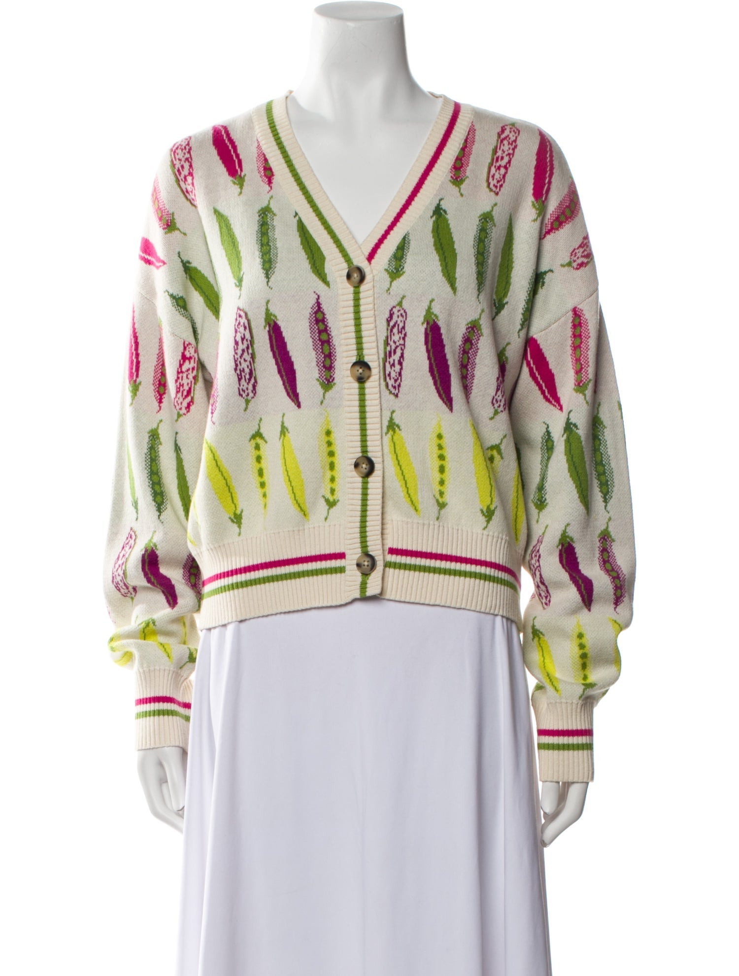 Rachel Antonoff Printed V-Neck Sweater