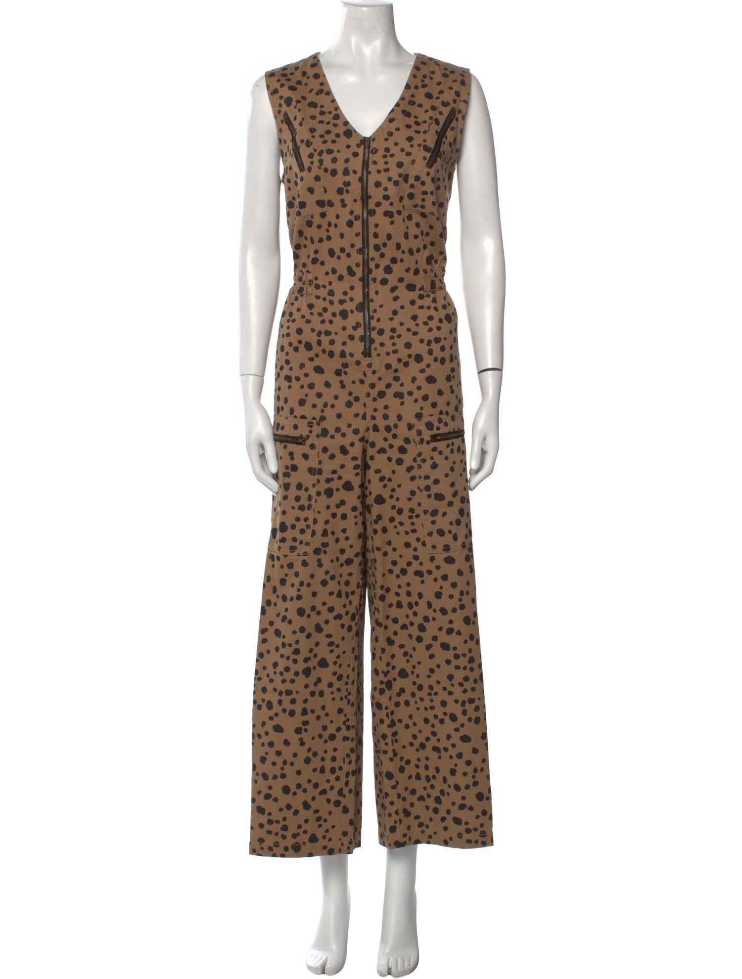 Rachel Antonoff Animal Print V-Neck Jumpsuit