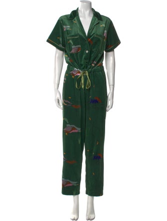 Rachel Antonoff Printed V-Neck Jumpsuit