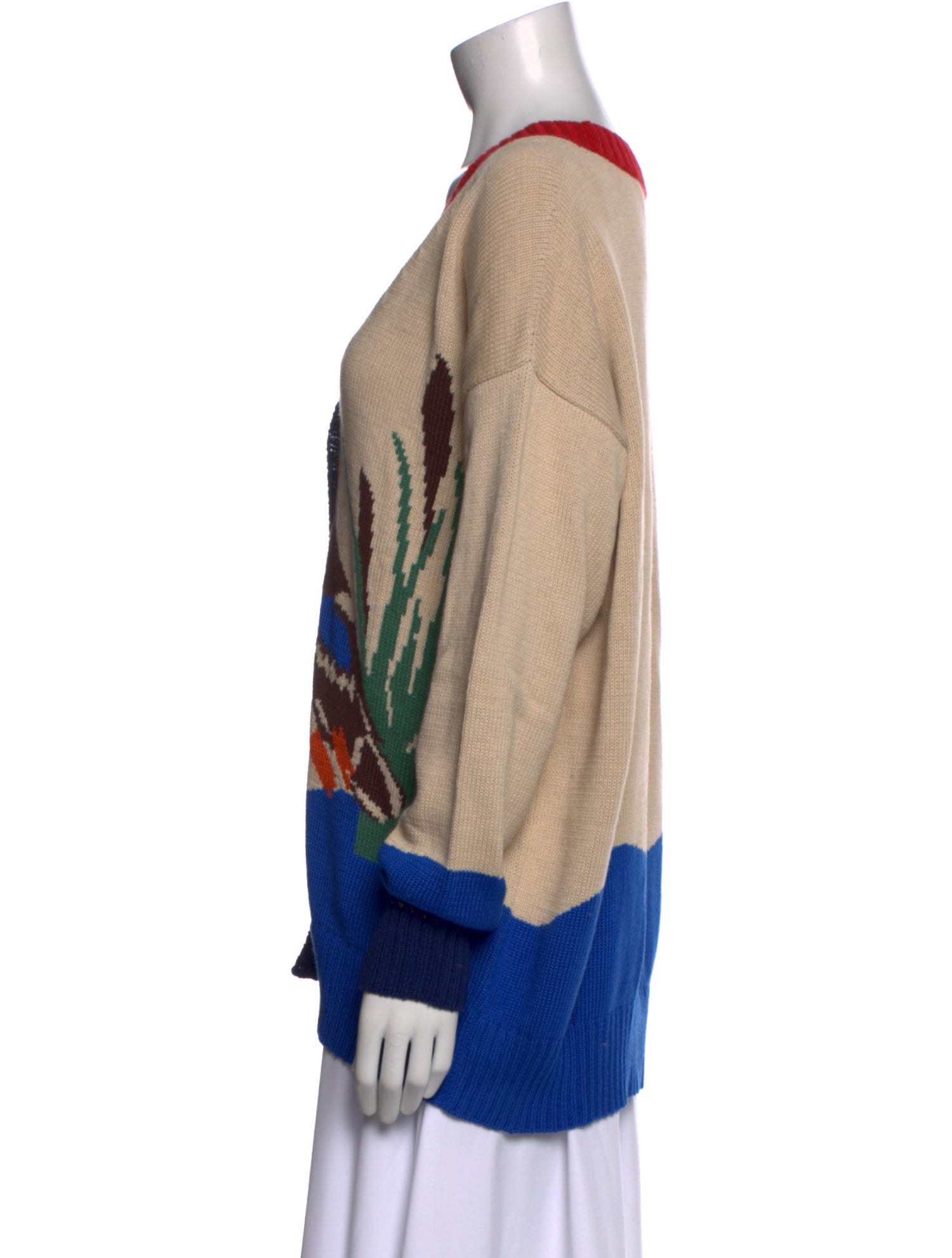 Rachel Antonoff Printed V-Neck Sweater