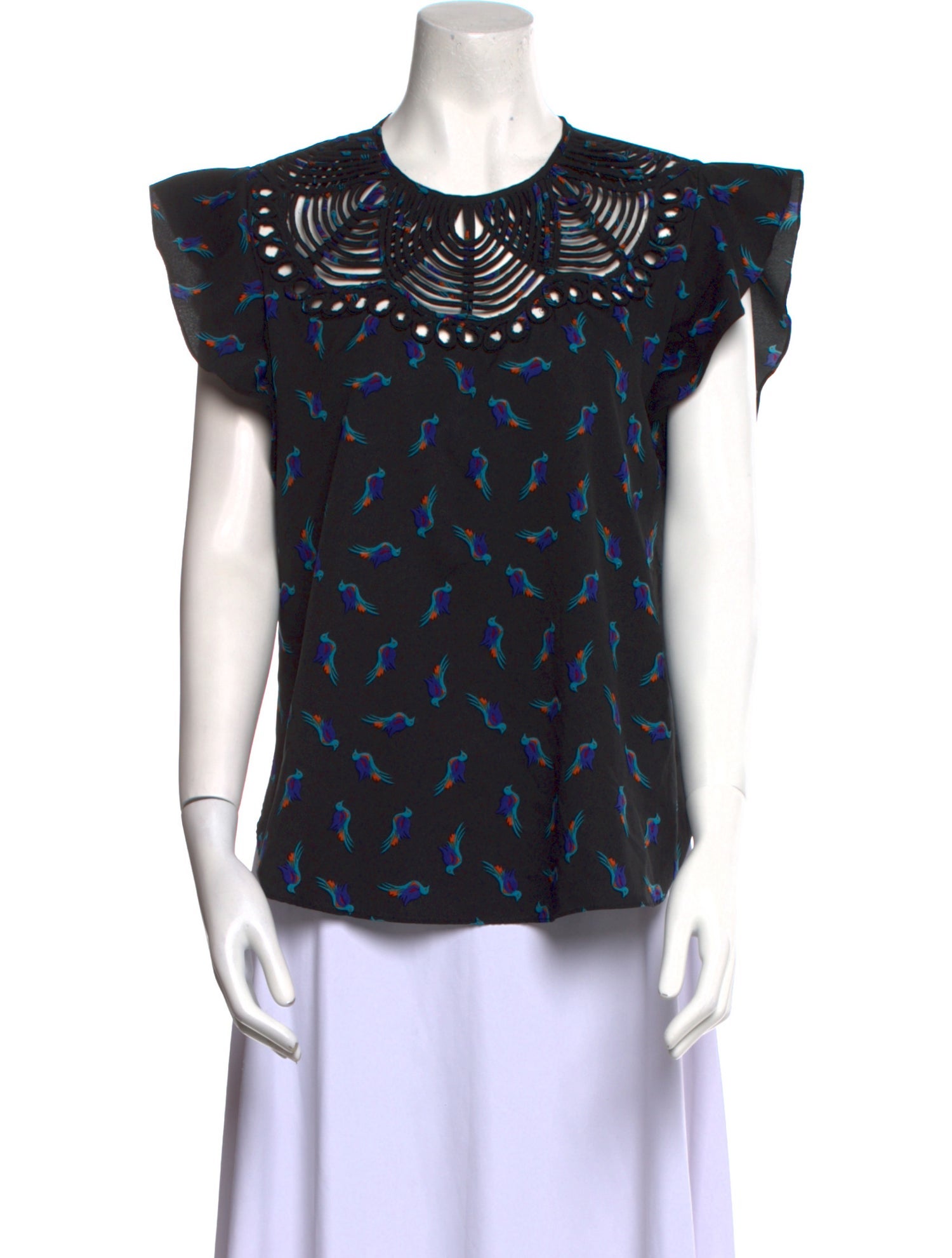 Ranna Gill Printed Crew Neck Blouse