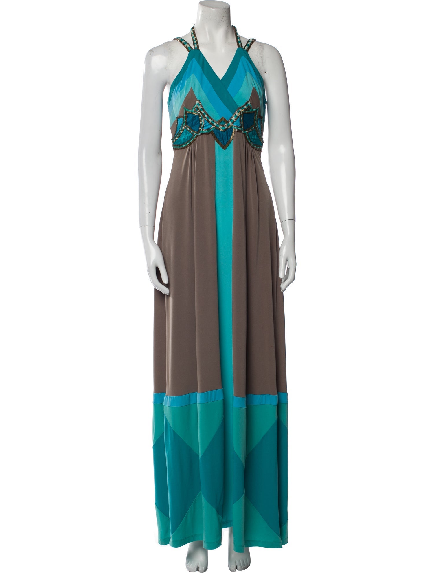 Ranna Gill Colorblock Pattern Long Dress