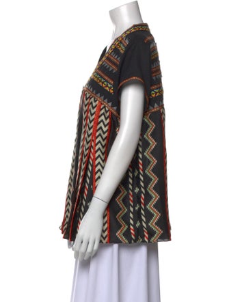 Ranna Gill Printed V-Neck Button-Up Top