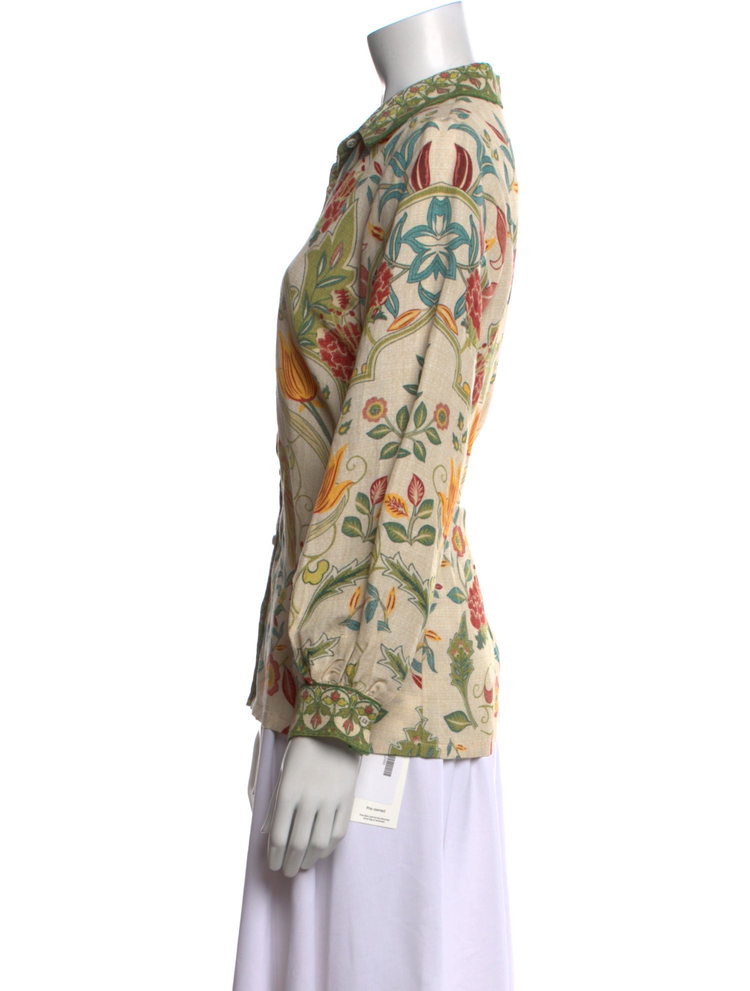 Ranna Gill Linen Printed Button-Up Top