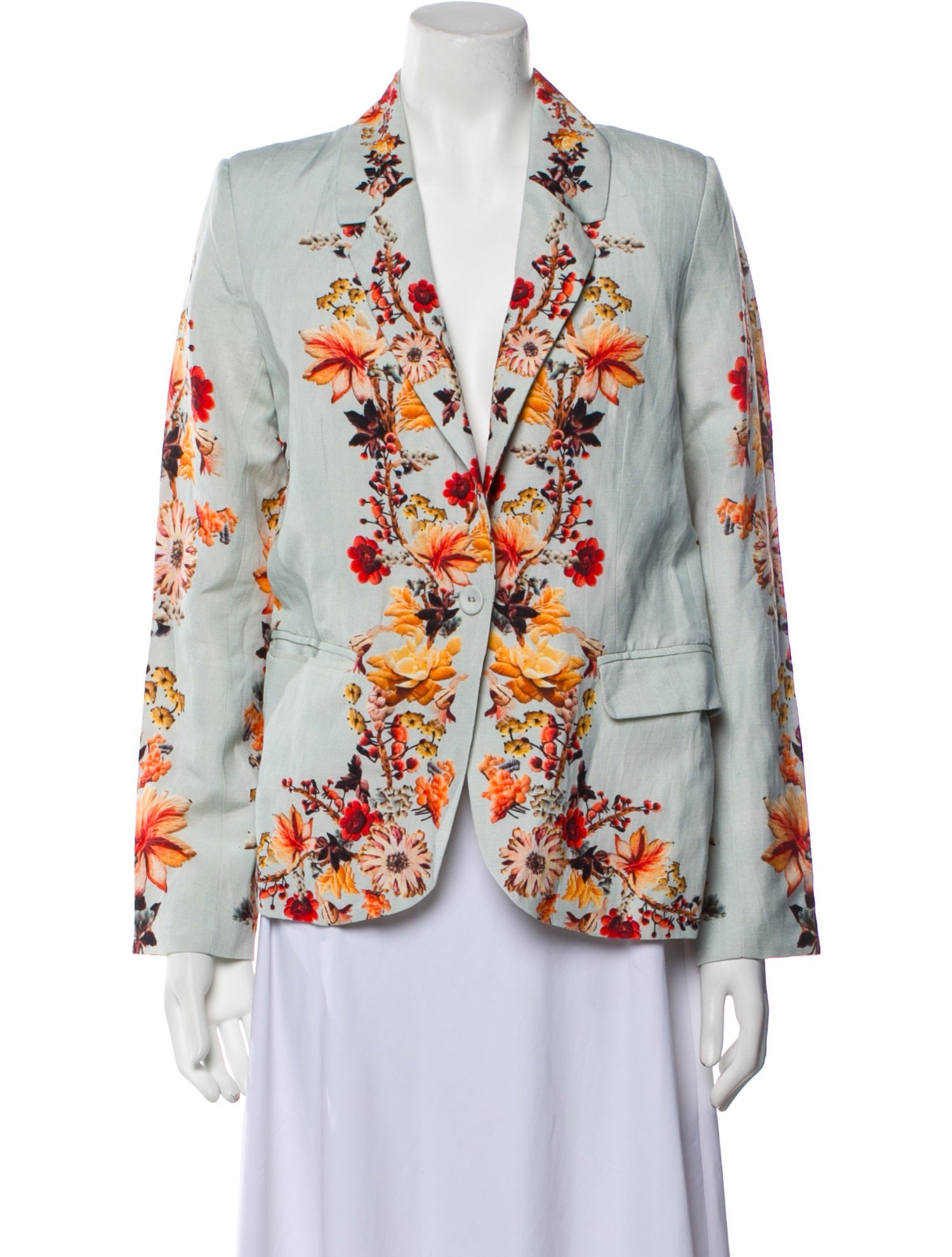 Ranna Gill Linen Floral Print Blazer