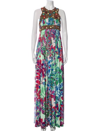Ranna Gill Floral Print Long Dress
