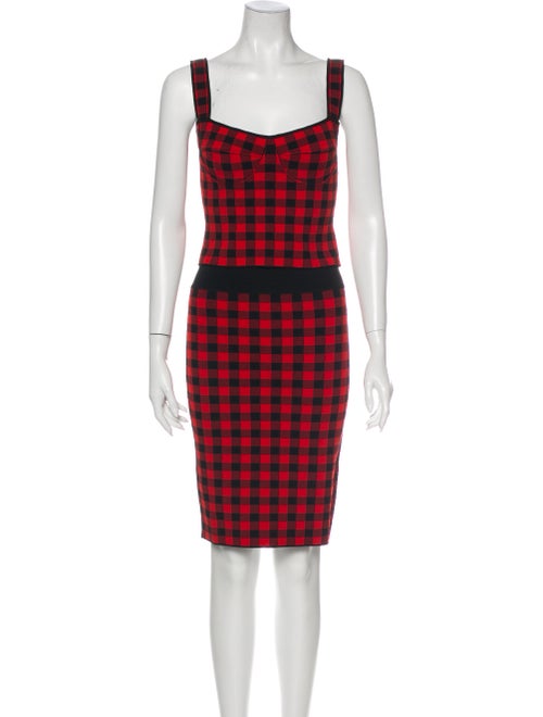 Ronny Kobo Plaid Print Skirt Set Red
