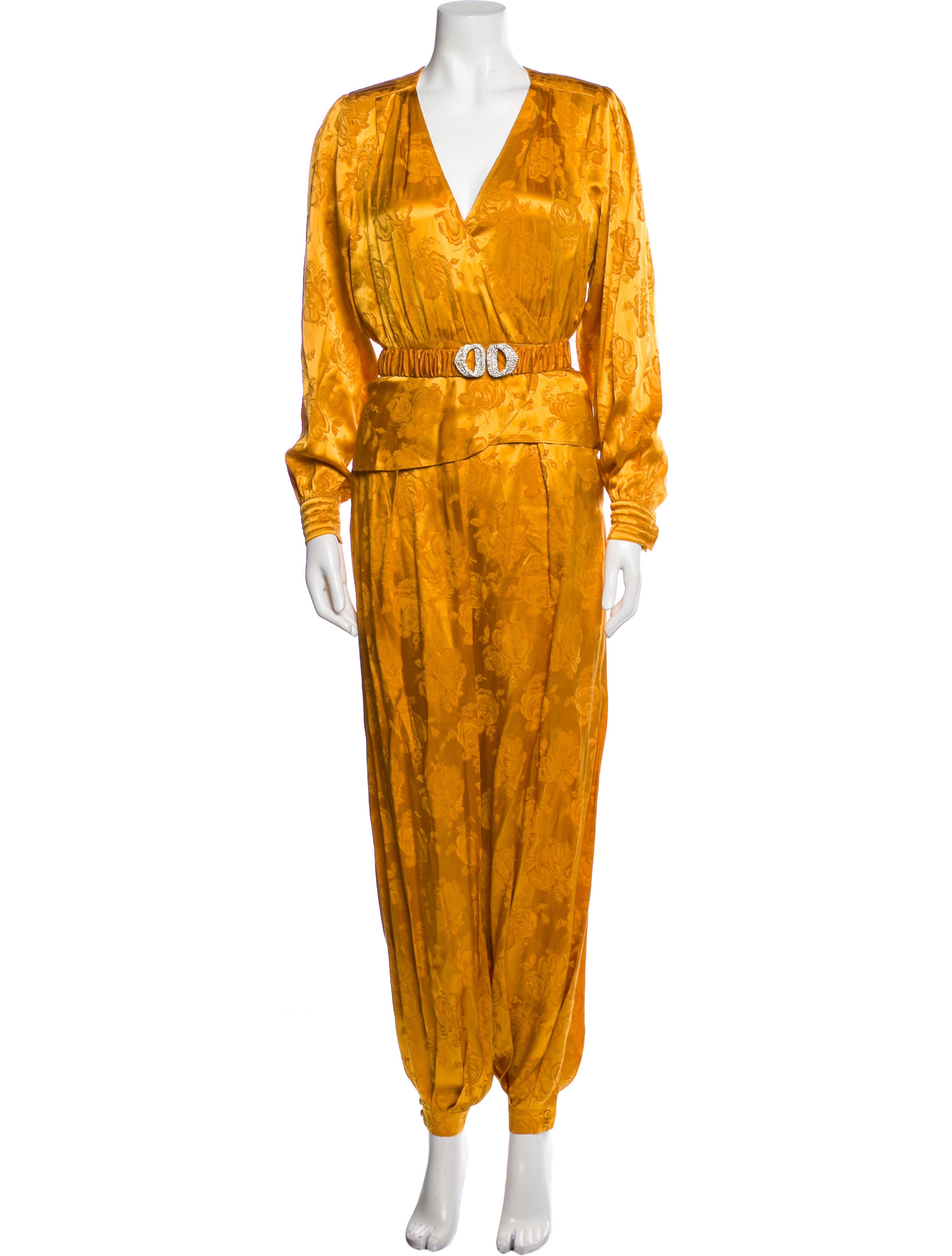 Ronny Kobo Floral Print Pleated Accents Pant Set