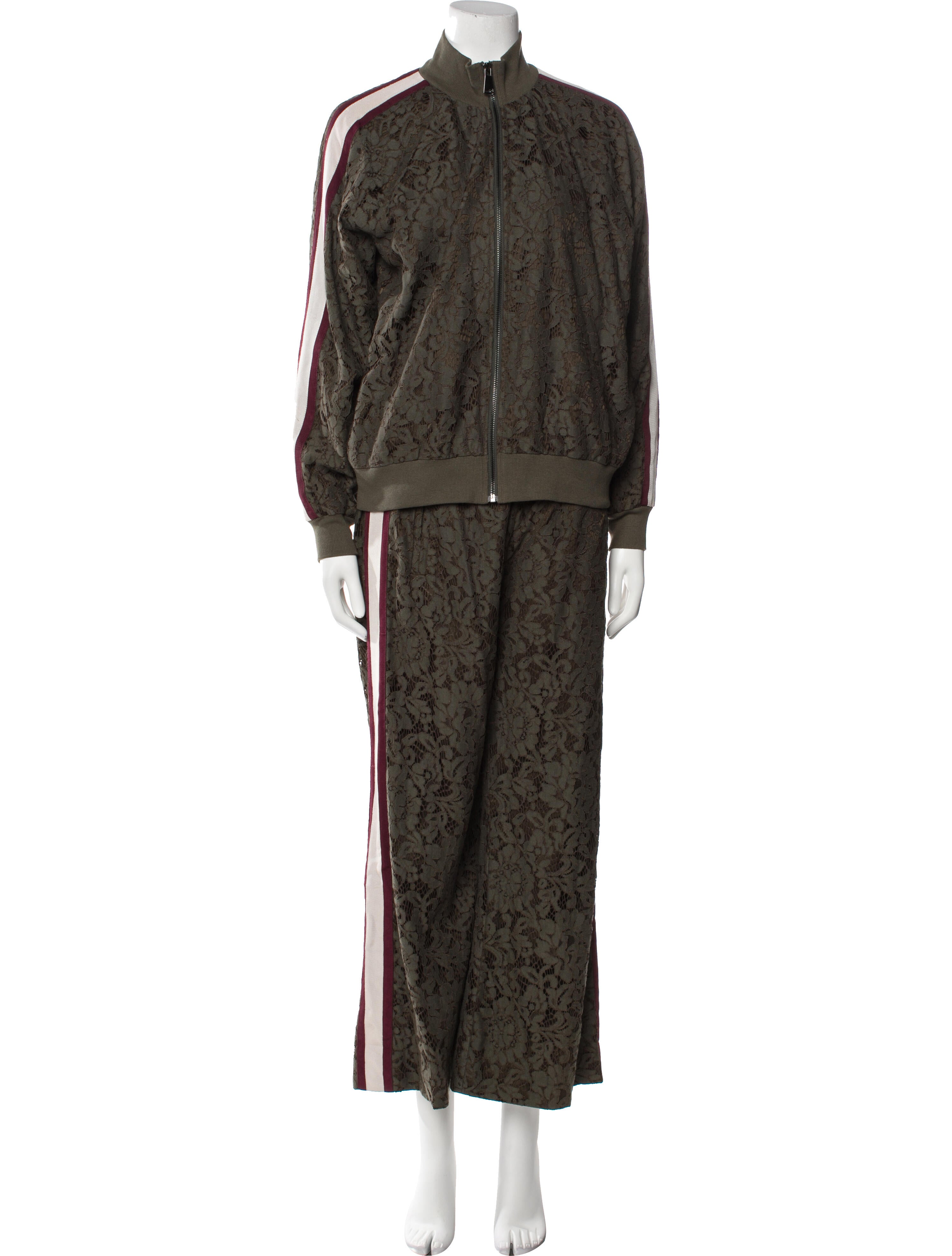 Ronny Kobo Lace Pattern Grosgrain Trim Pant Set