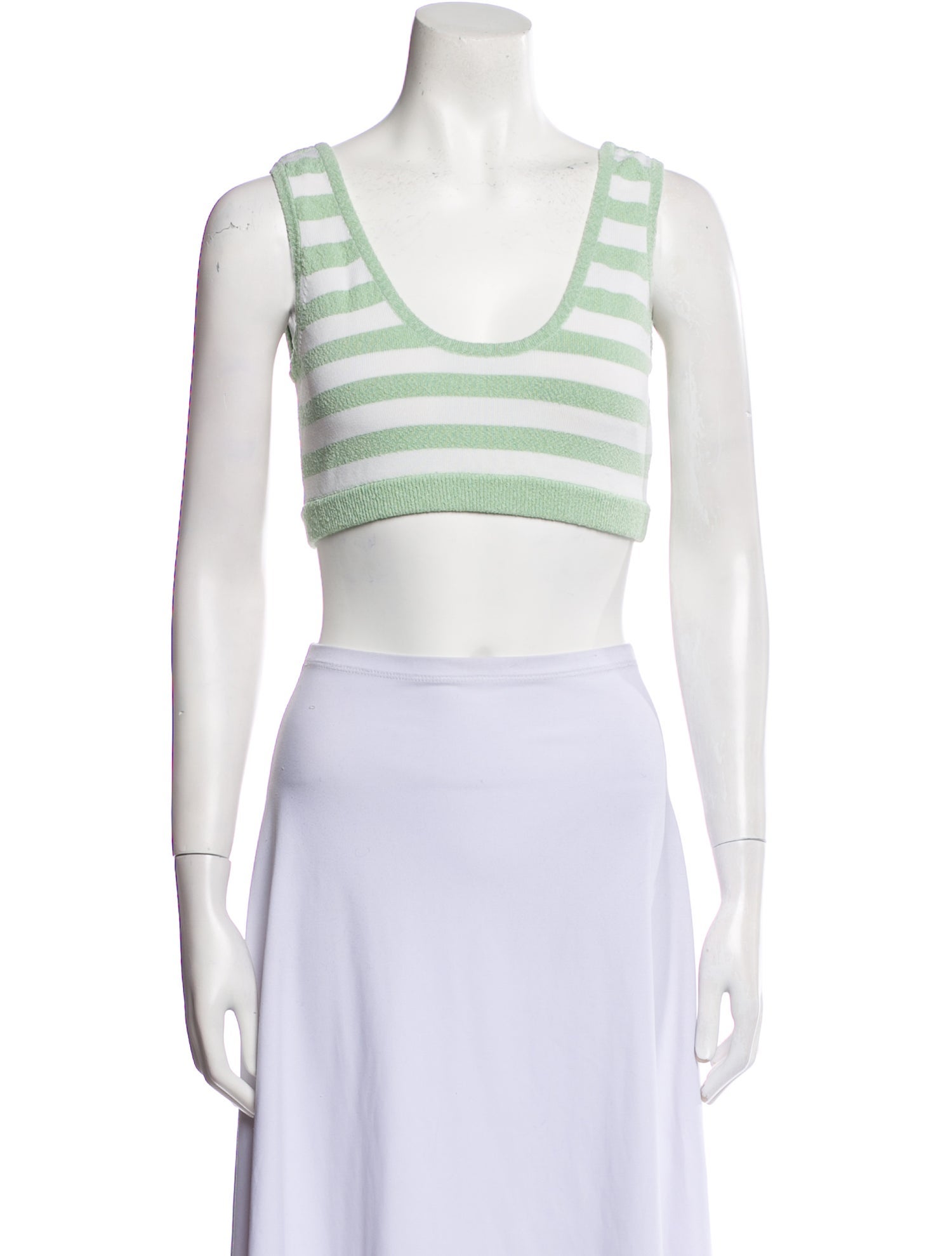 Ronny Kobo Striped Scoop Neck Crop Top