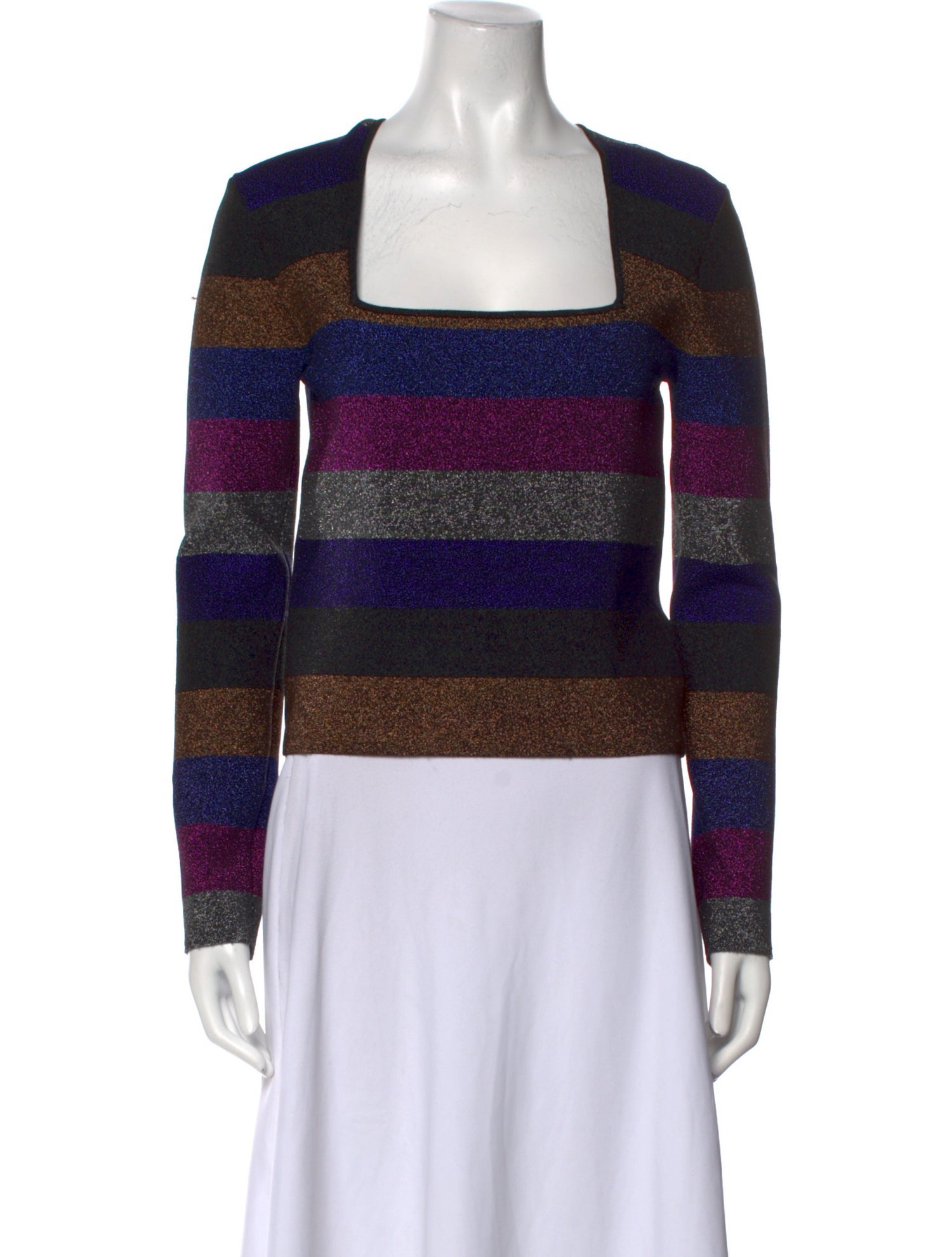 Ronny Kobo Colorblock Pattern Square Neckline Crop Top