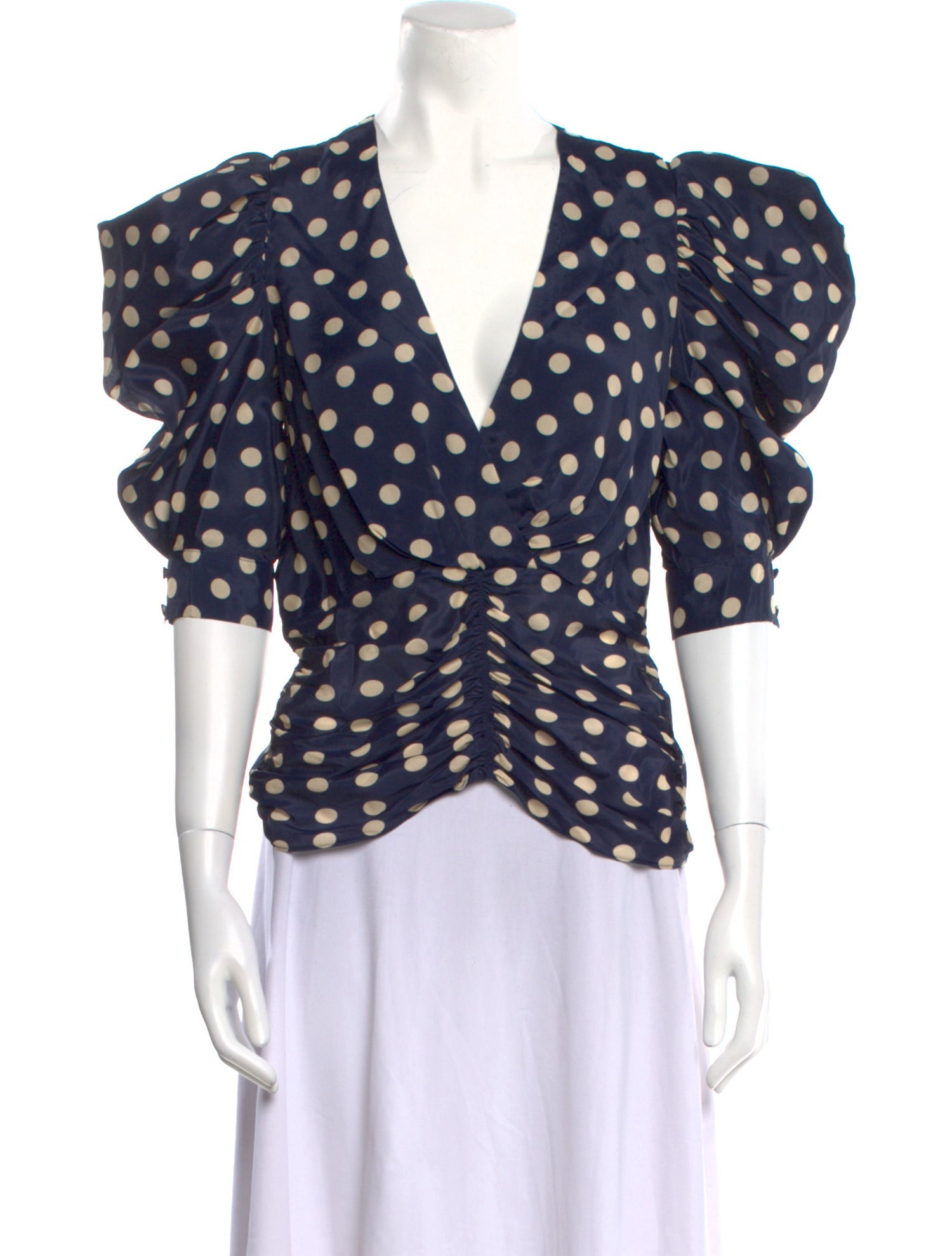 Ronny Kobo Polka Dot Print V-Neck Top
