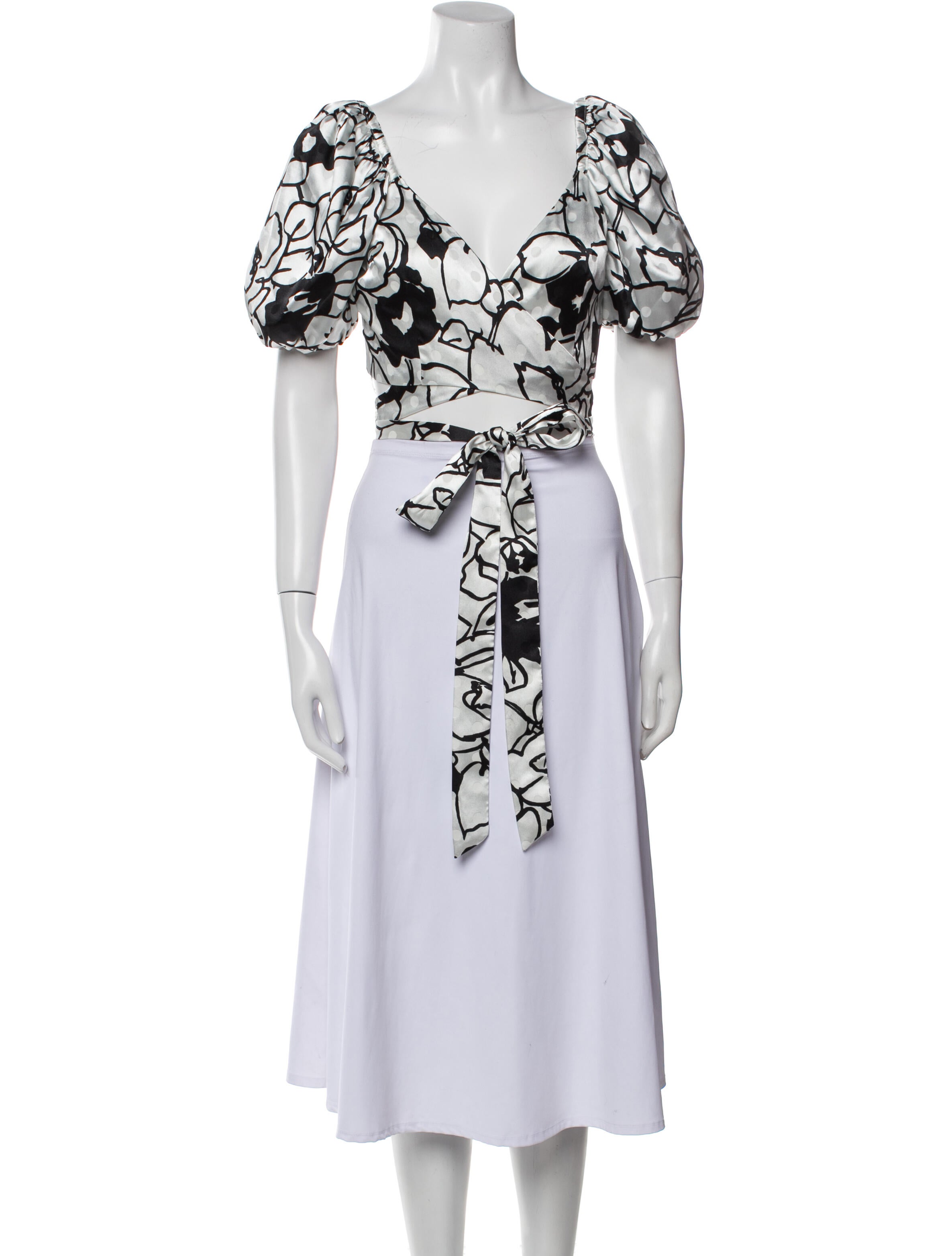 Ronny Kobo Printed V-Neck Crop Top