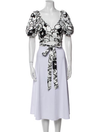 Ronny Kobo Printed V-Neck Crop Top