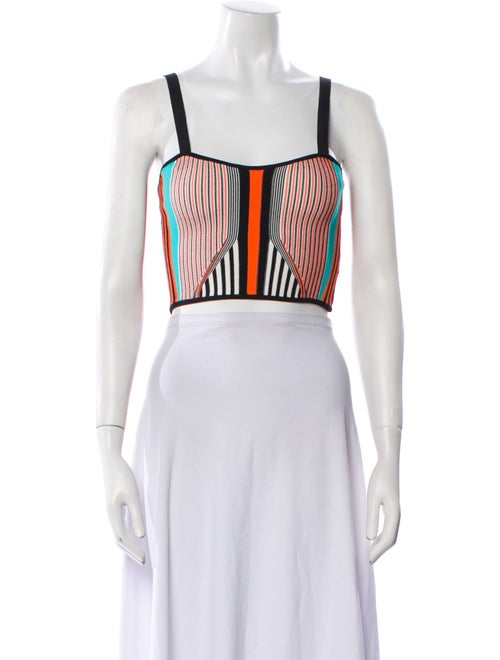 Ronny Kobo Striped Square Neckline Crop Top