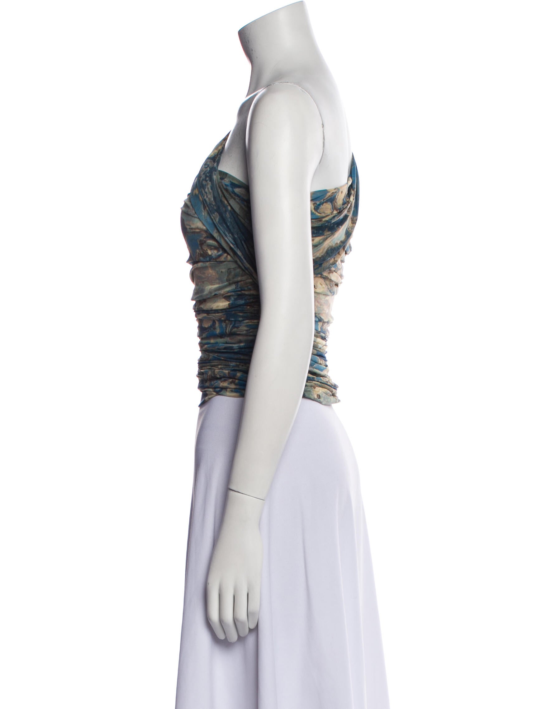 Ronny Kobo Printed One-Shoulder Crop Top