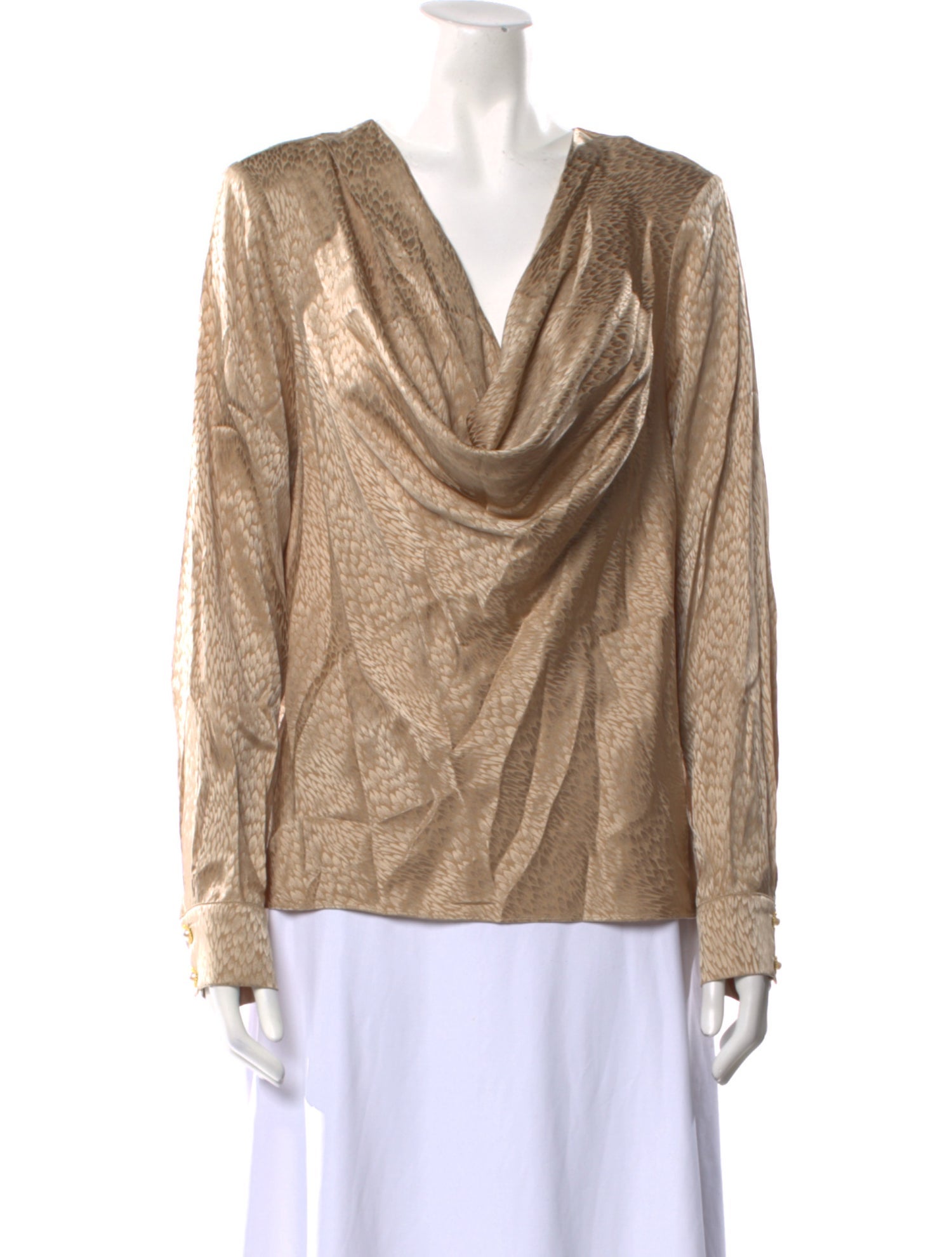 Ronny Kobo Silk Cowl Neck Blouse