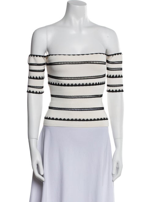 Ronny Kobo Striped Off-The-Shoulder Crop Top