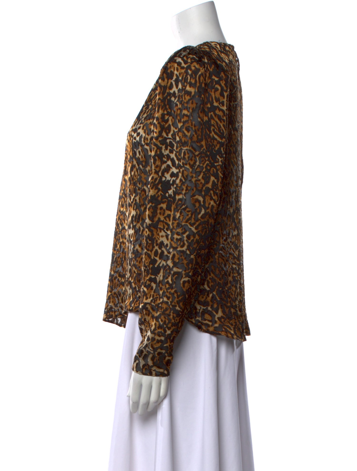 Ronny Kobo Animal Print Crew Neck Blouse
