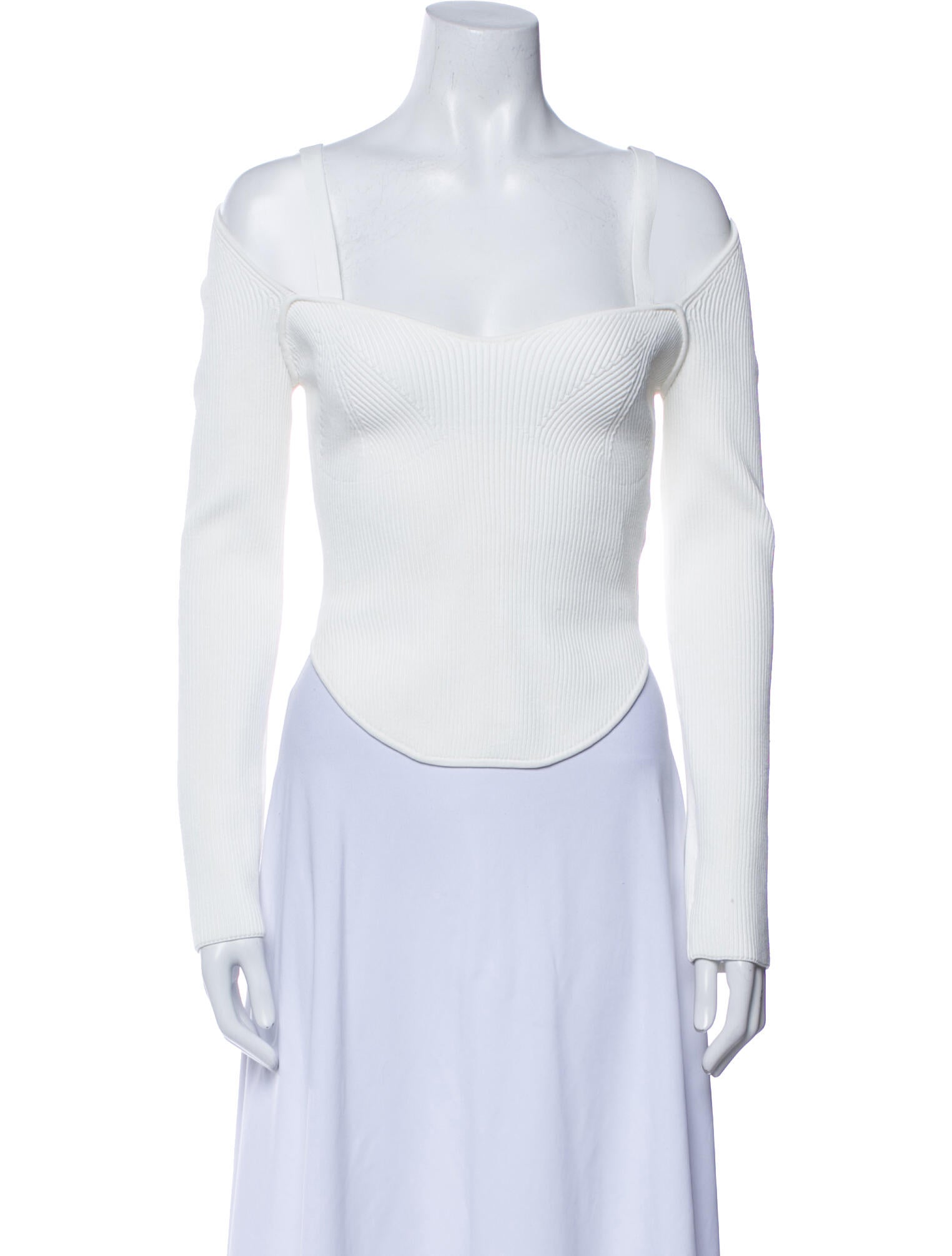 Ronny Kobo Square Neckline Long Sleeve Crop Top