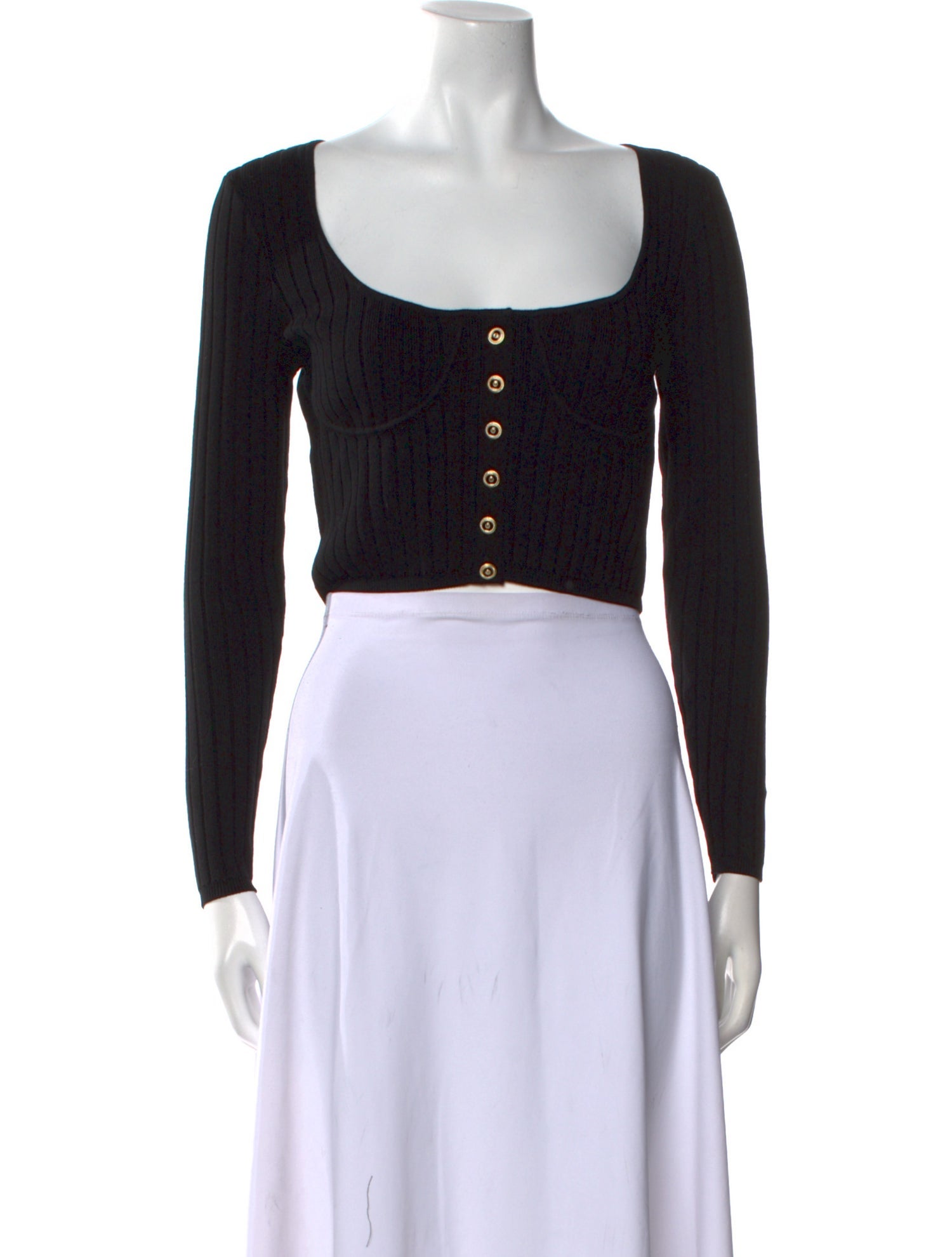 Ronny Kobo Scoop Neck Long Sleeve Crop Top