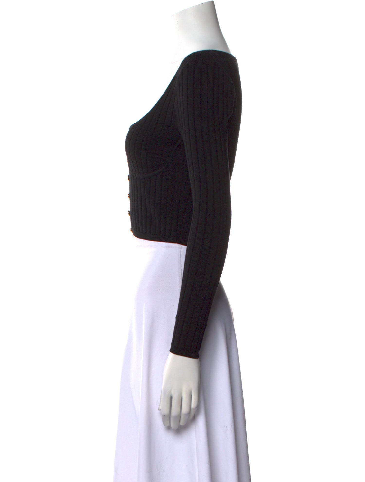 Ronny Kobo Scoop Neck Long Sleeve Crop Top