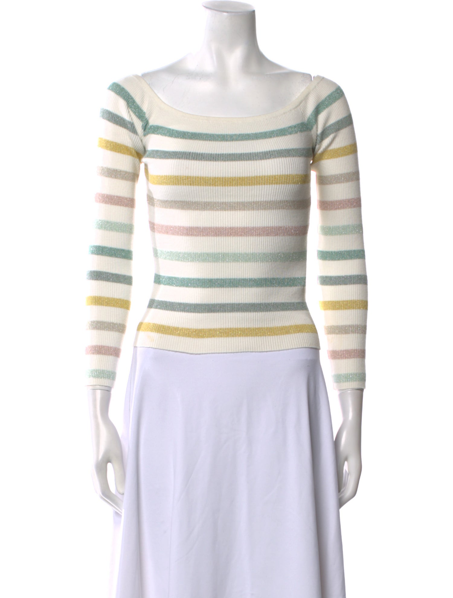 Ronny Kobo Striped Scoop Neck Crop Top