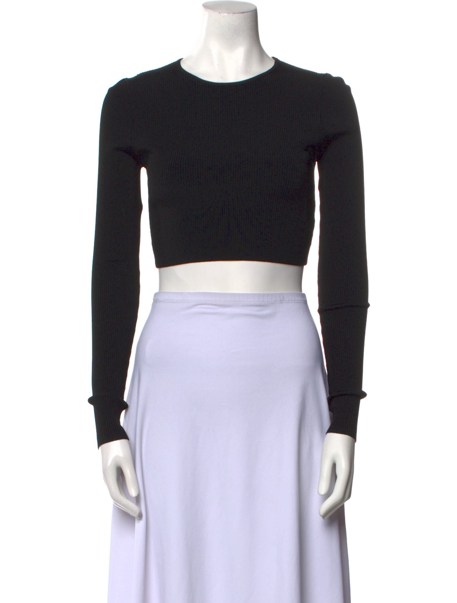 Ronny Kobo Crew Neck Long Sleeve Crop Top