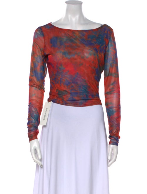 Ronny Kobo Tie-Dye Print Bateau Neckline Crop Top