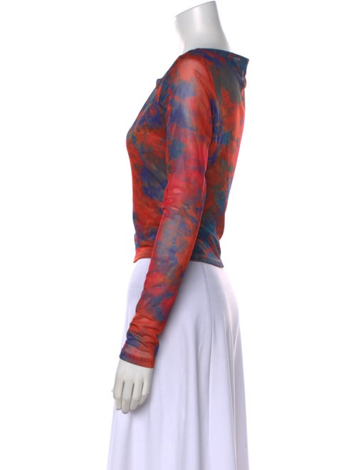 Ronny Kobo Tie-Dye Print Bateau Neckline Crop Top