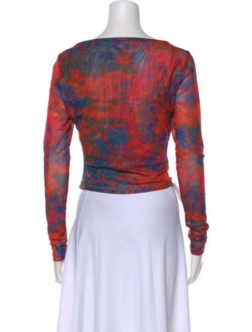 Ronny Kobo Tie-Dye Print Bateau Neckline Crop Top