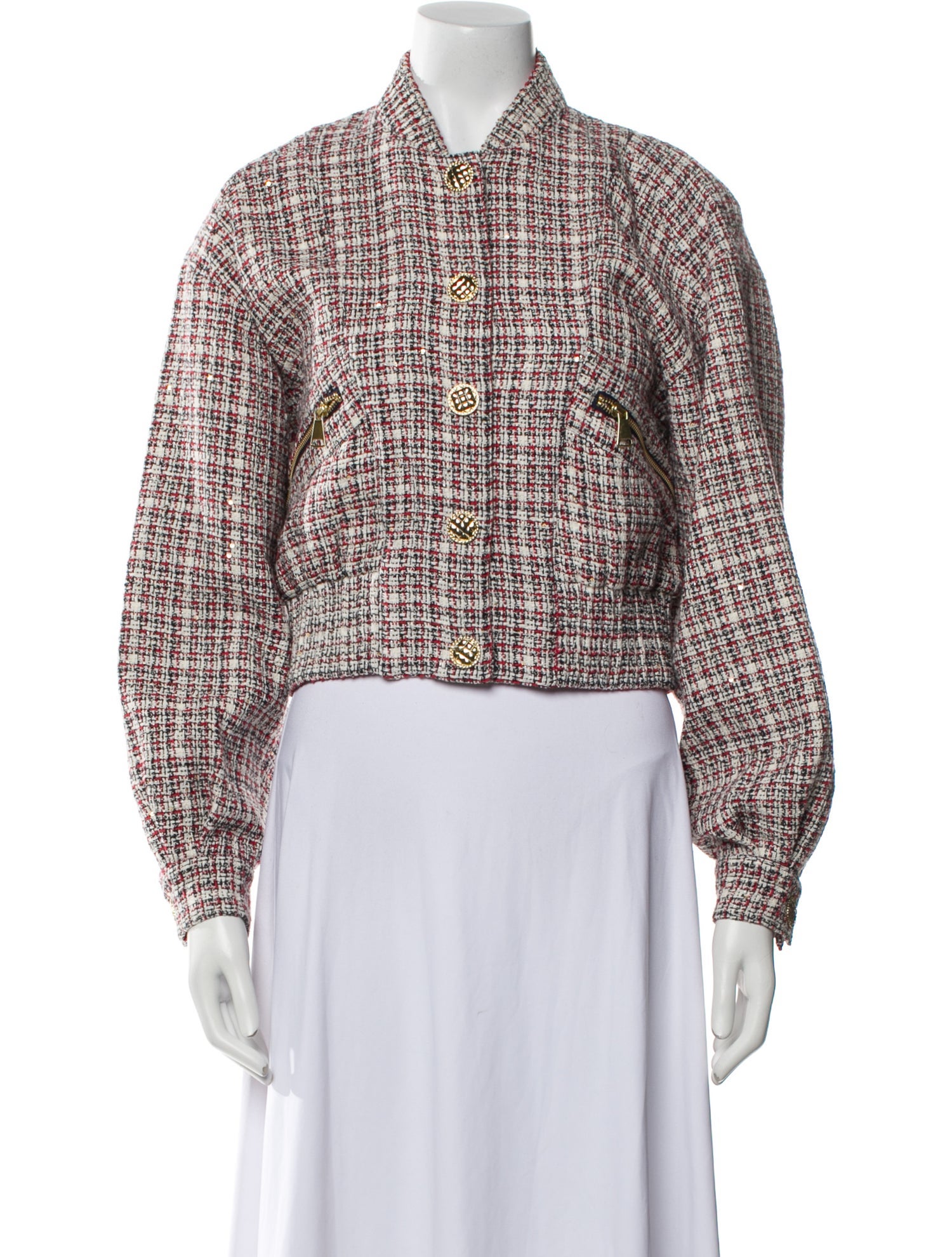 Ronny Kobo Tweed Pattern Bomber Jacket