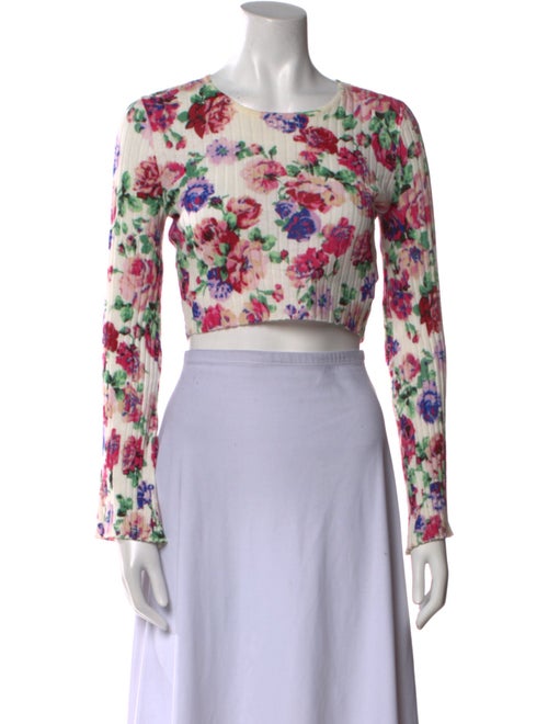 Ronny Kobo Floral Print Scoop Neck Crop Top
