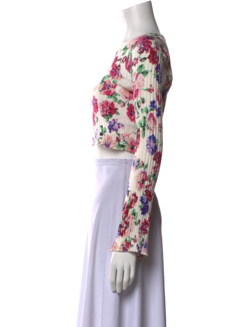 Ronny Kobo Floral Print Scoop Neck Crop Top